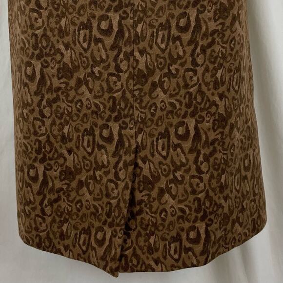 LOFT Brown & Tan Animal Print 100% Wool Career Office Skirt NWOT Size 14 - Picture 6 of 13